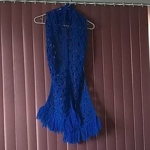 Hand knitted blue crochet wrap/scarf